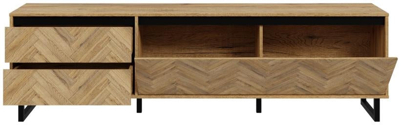 Nikomedes Spica Oak Matt Black and Bartex Oak TV Unit