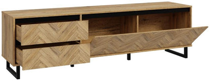 Nikomedes Spica Oak Matt Black and Bartex Oak TV Unit