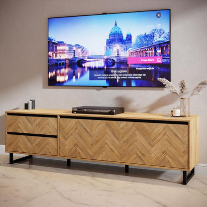 Nikomedes Spica Oak Matt Black and Bartex Oak TV Unit