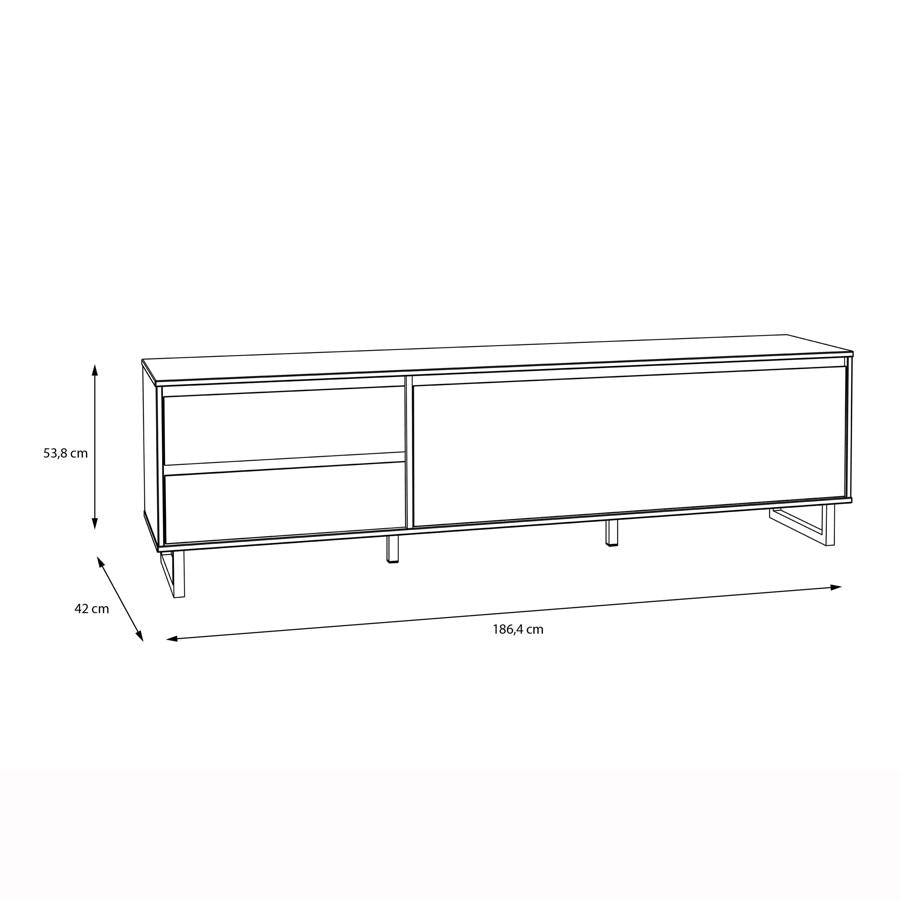 Nikomedes Spica Oak Matt Black and Bartex Oak TV Unit