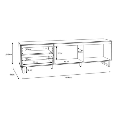 Nikomedes Spica Oak Matt Black and Bartex Oak TV Unit