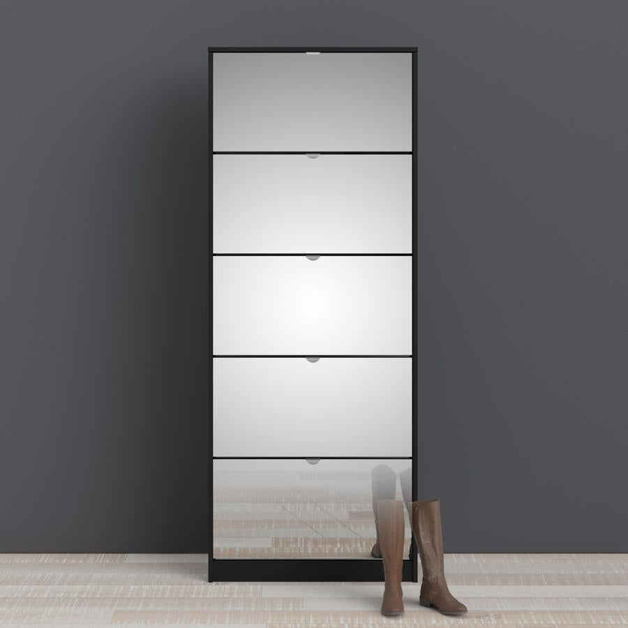 Shoes Black 5 Mirror Flip Down Door Shoe Cabinet