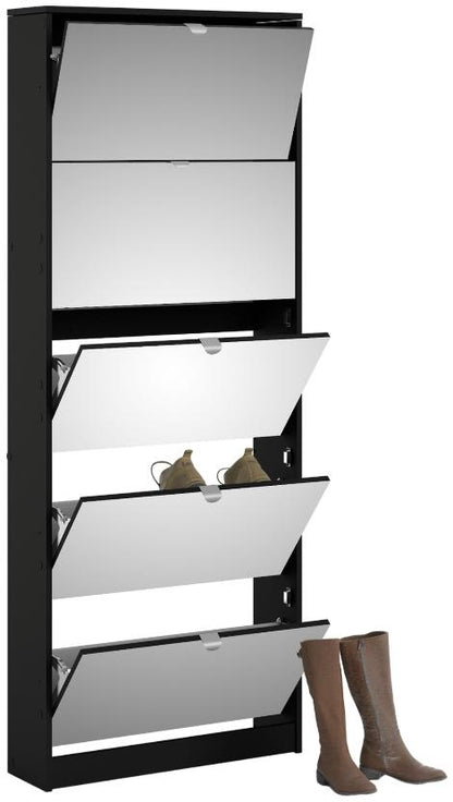 Shoes Black 5 Mirror Flip Down Door Shoe Cabinet