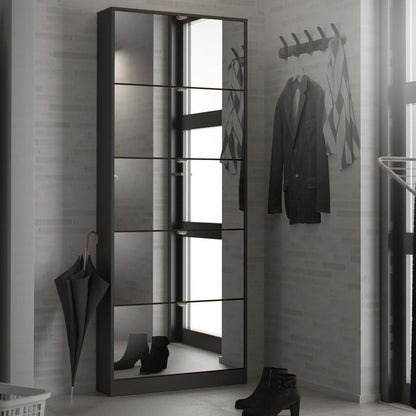 Shoes Black 5 Mirror Flip Down Door Shoe Cabinet