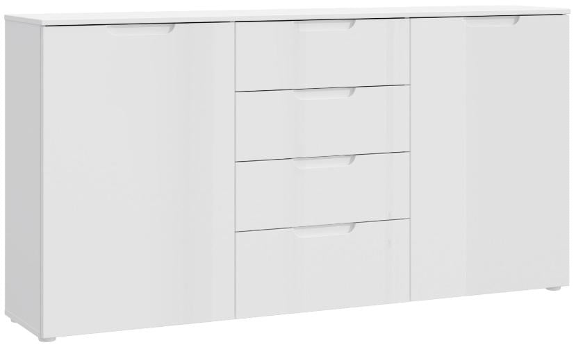 Sienna High Gloss White 2 Door 4 Drawers Wide Chest