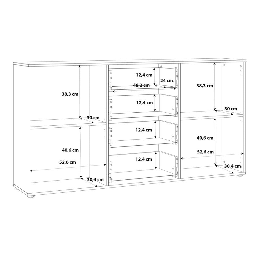 Sienna High Gloss White 2 Door 4 Drawers Wide Chest