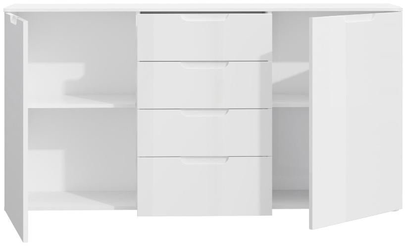 Sienna High Gloss White 2 Door 4 Drawers Wide Chest