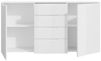 Sienna High Gloss White 2 Door 4 Drawers Wide Chest