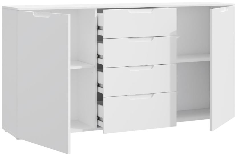 Sienna High Gloss White 2 Door 4 Drawers Wide Chest