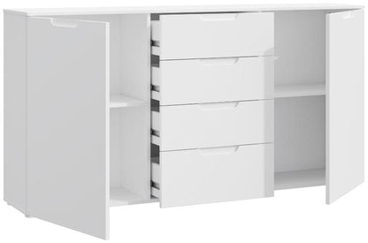 Sienna High Gloss White 2 Door 4 Drawers Wide Chest