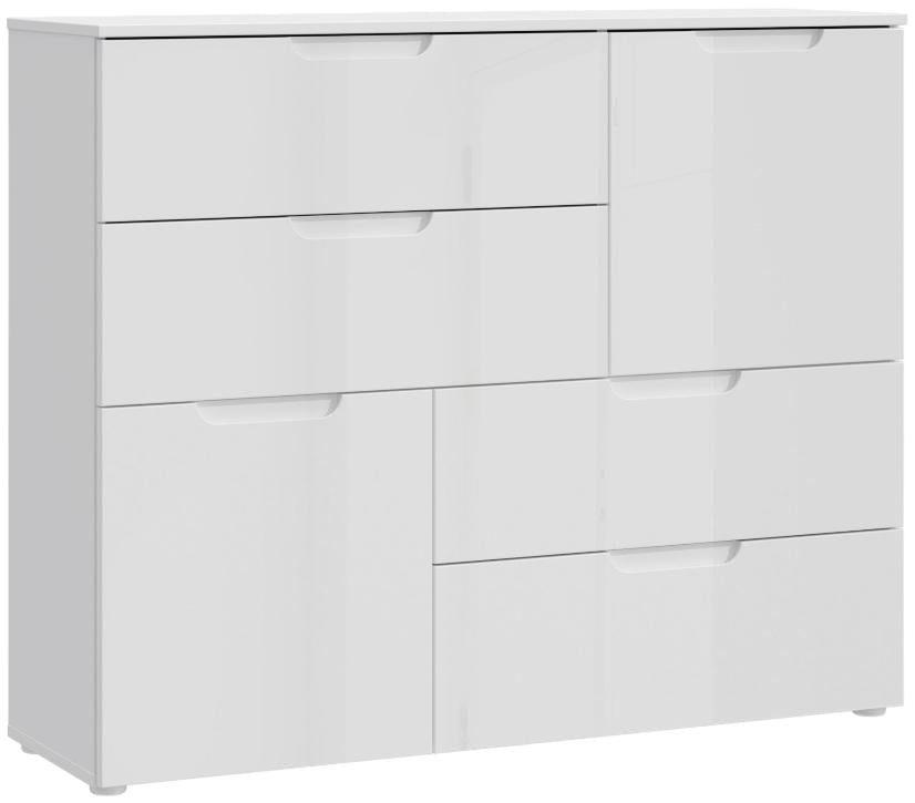 Sienna High Gloss White Abstract 4 Drawer Chest