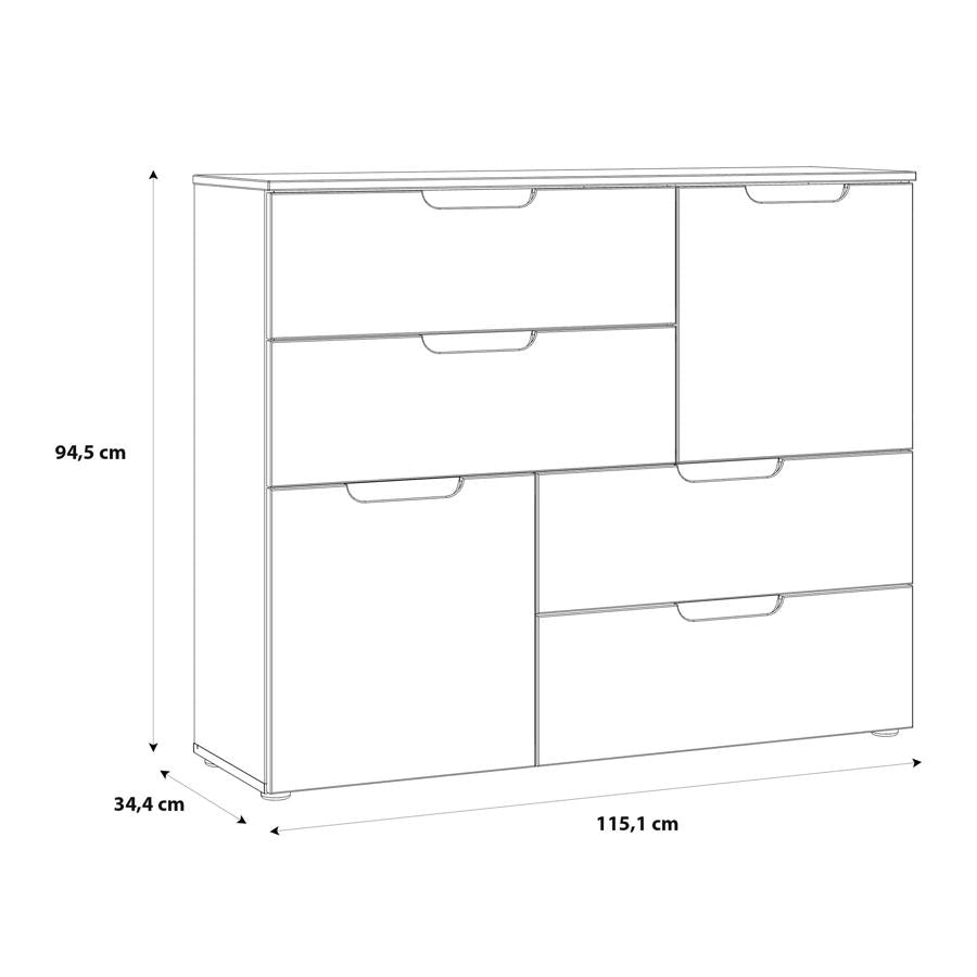 Sienna High Gloss White Abstract 4 Drawer Chest