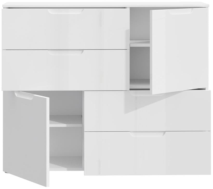 Sienna High Gloss White Abstract 4 Drawer Chest