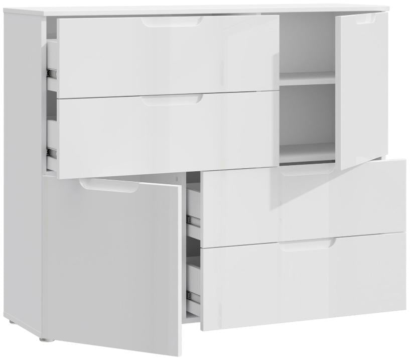 Sienna High Gloss White Abstract 4 Drawer Chest