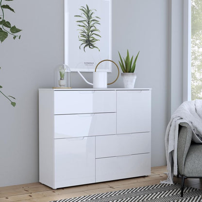 Sienna High Gloss White Abstract 4 Drawer Chest