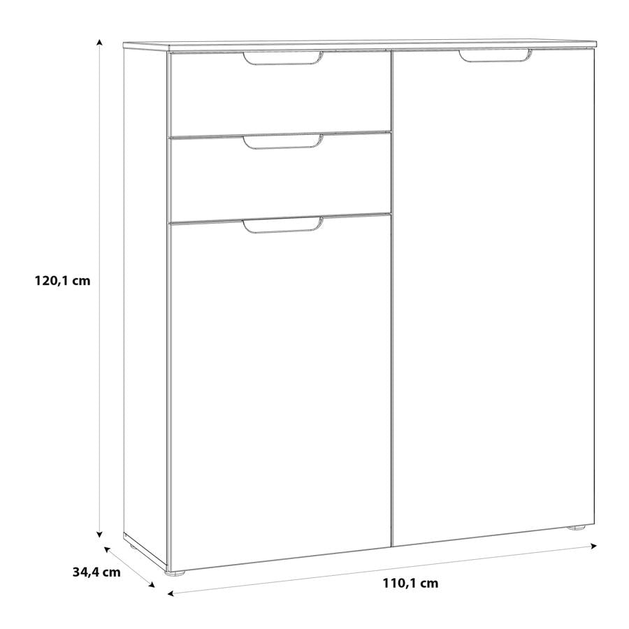 Sienna High Gloss White 2 Drawer Chest