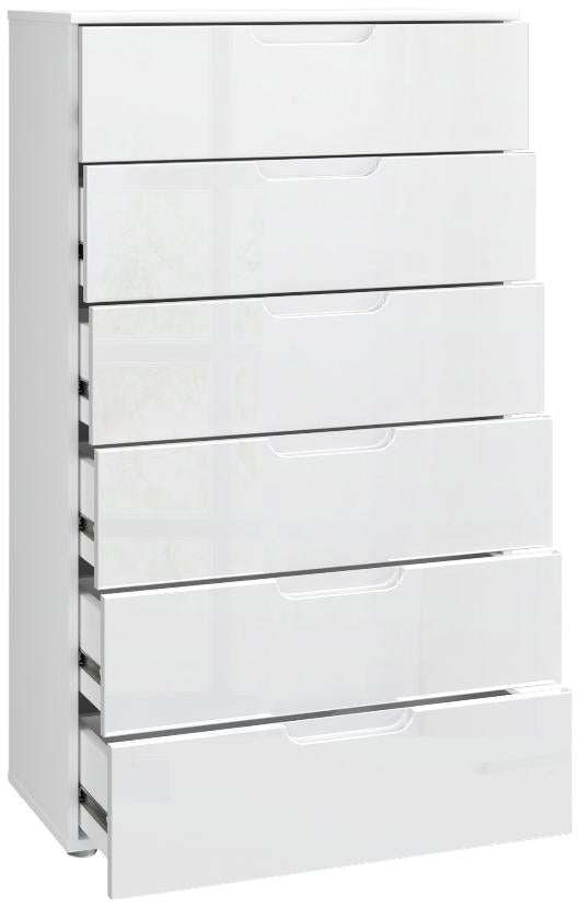 Sienna High Gloss White 6 Drawer Chest