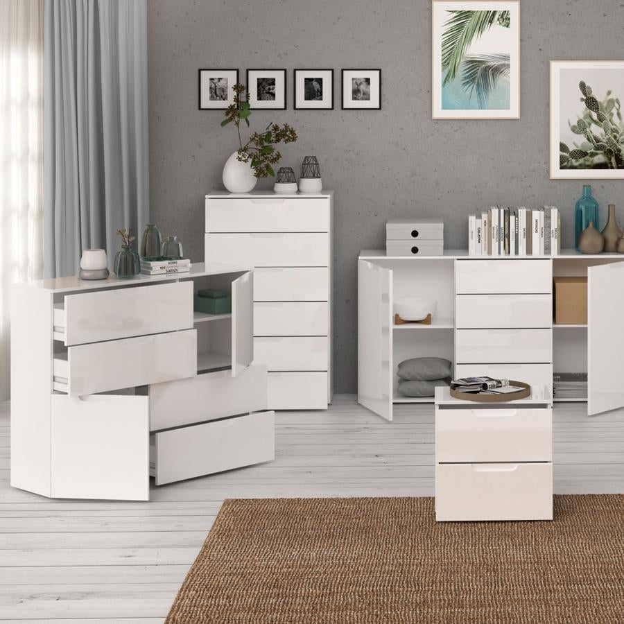 Sienna High Gloss White 6 Drawer Chest