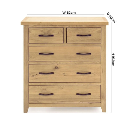 Vida Living Ramore Oak 5 Drawer Tall Chest