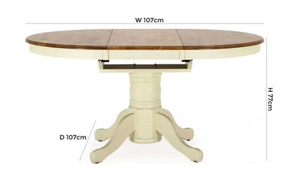 Vida Living Cotswold Buttermilk Round 2 Seater Extending Pedestal Dining Table