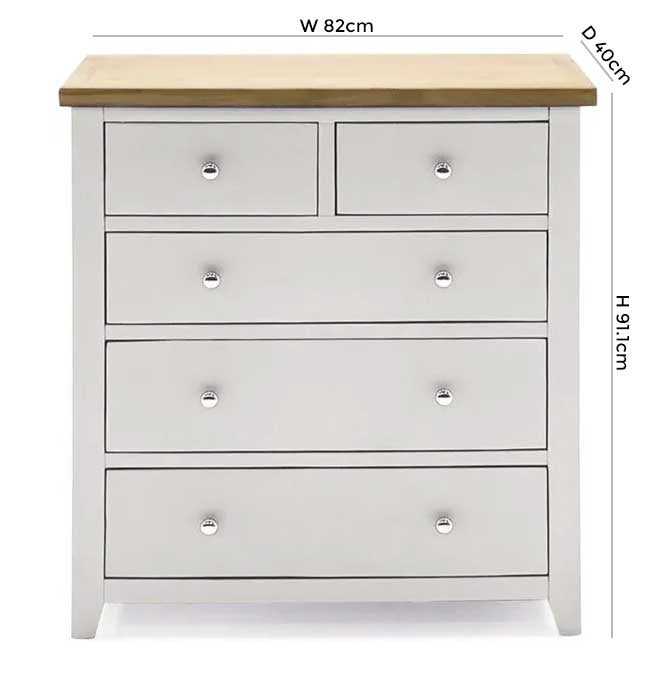 Vida Living Ferndale Grey Painted 5 Drawer Tall Chest