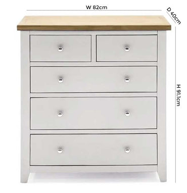 Vida Living Ferndale Grey Painted 5 Drawer Tall Chest