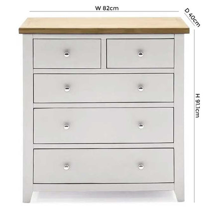 Vida Living Ferndale Grey Painted 5 Drawer Tall Chest