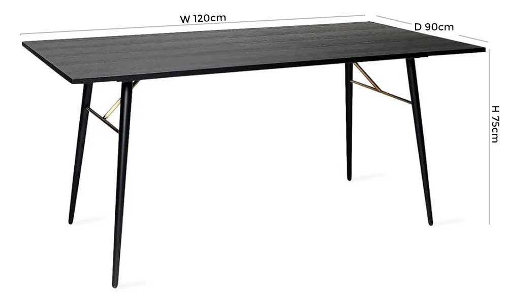 Vida Living Barcelona 120cm Black Dining Table - 4 Seater