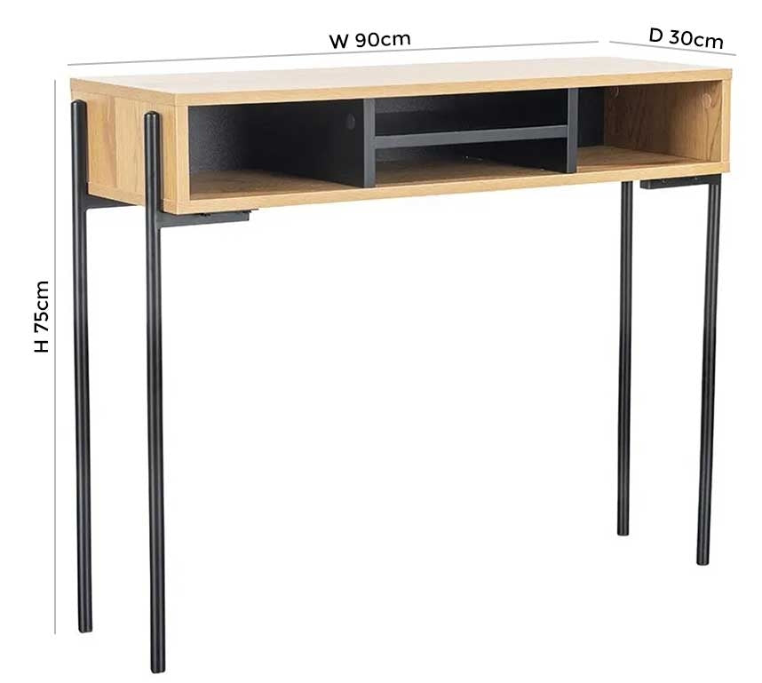 Vida Living Madrid Oak and Black Console Table