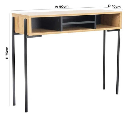 Vida Living Madrid Oak and Black Console Table