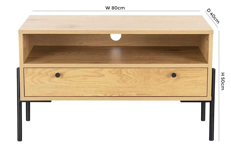 Vida Living Madrid Oak and Black 1 Drawer TV Unit