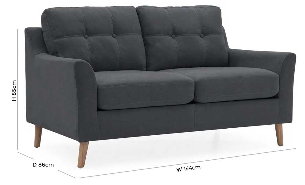 Vida Living Olten Charcoal Fabric 2 Seater Sofa