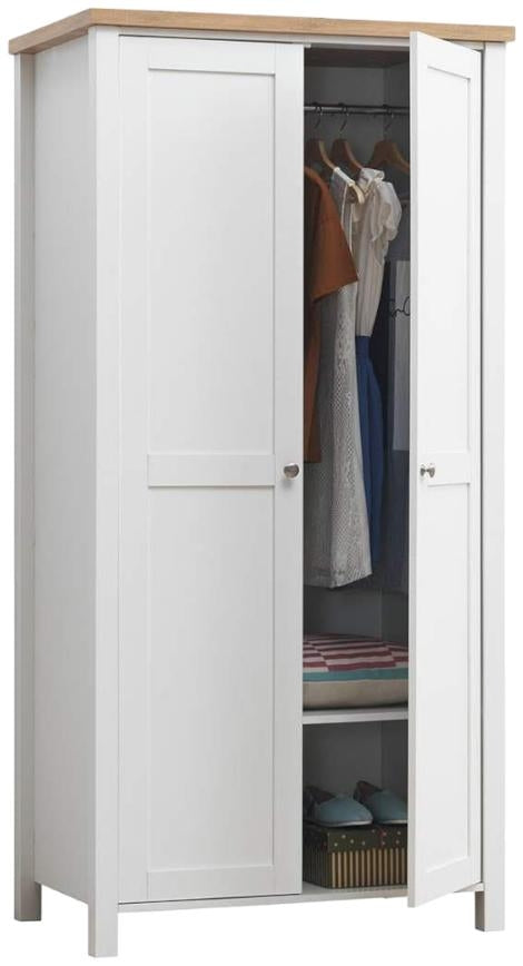 Astbury White and Oak 2 Door Wardrobe