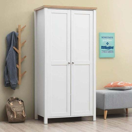 Astbury White and Oak 2 Door Wardrobe