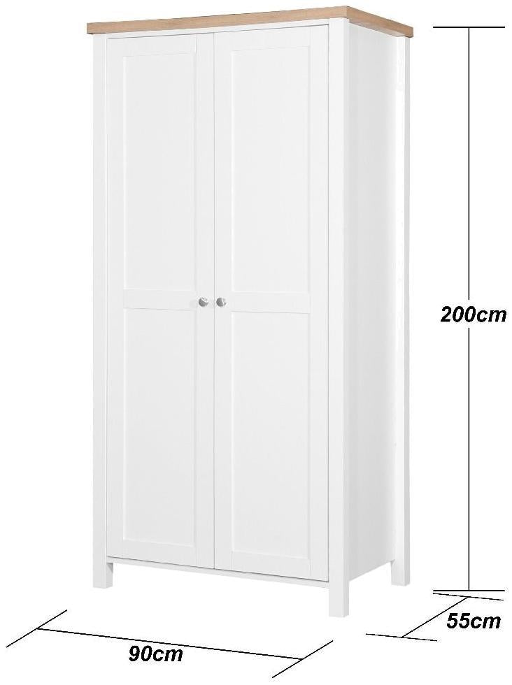 Astbury White and Oak 2 Door Wardrobe