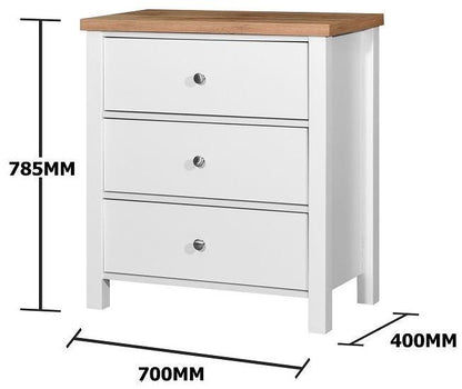 Astbury White and Oak 3 Drawer Chest