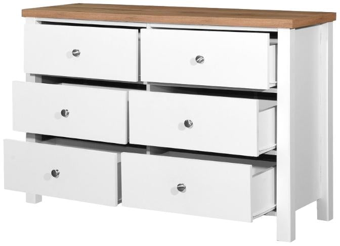 Astbury White and Oak 6 Drawer Chest