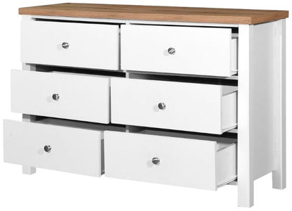 Astbury White and Oak 6 Drawer Chest