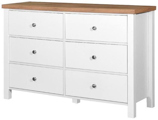 Astbury White and Oak 6 Drawer Chest