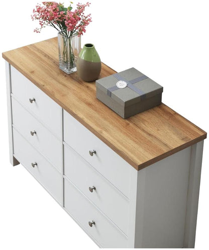 Astbury White and Oak 6 Drawer Chest