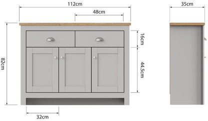 Lisbon 3 Door 2 Drawer Sideboard