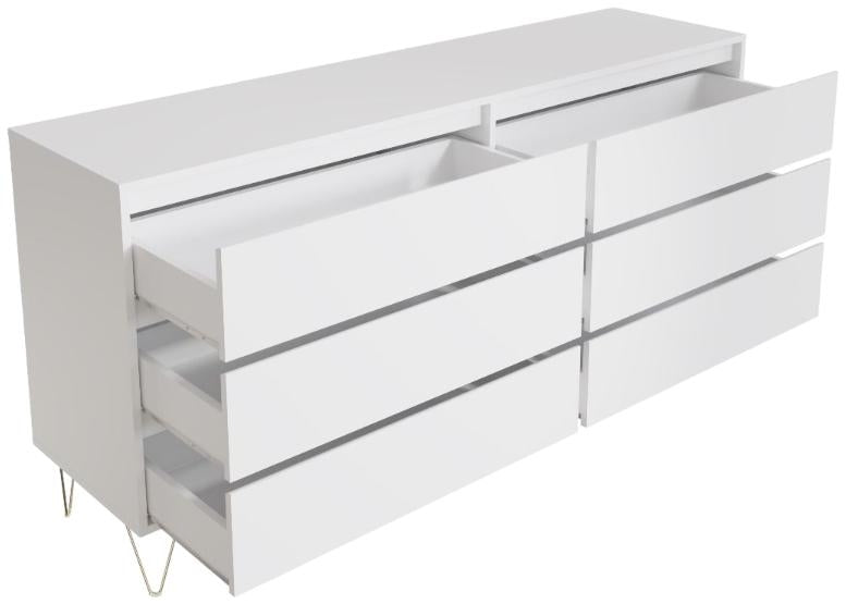 Monaco White 6 Drawer Chest