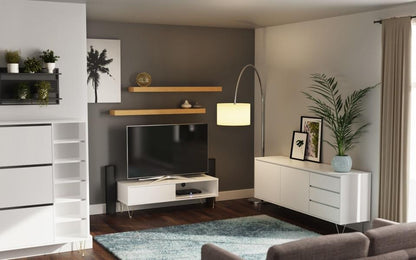 Monaco White TV Unit with Sliding Door