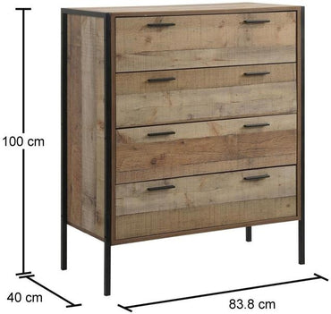 Stretton Rustic Industrial 4 Drawer Chest