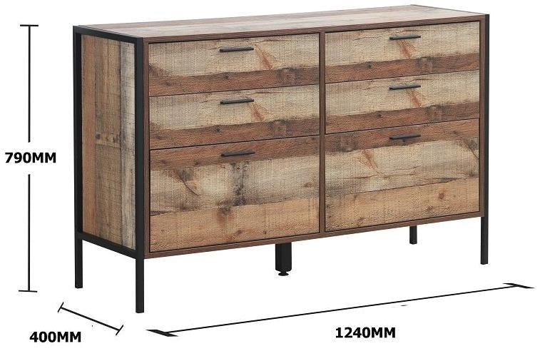 Stretton Rustic Industrial 6 Drawer Chest