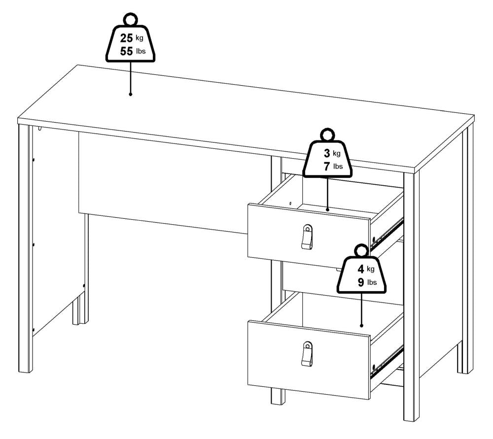 Barcelona 3 Drawer Desk