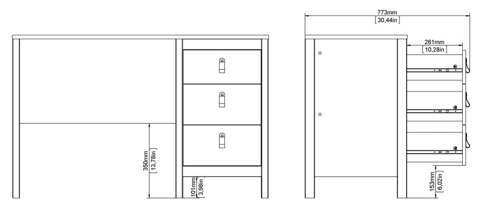 Barcelona 3 Drawer Desk