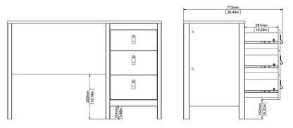 Barcelona 3 Drawer Desk