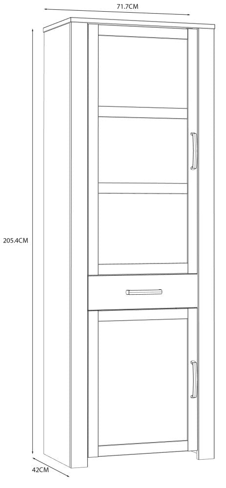 Bohol 2 Door 1 Drawer Narrow Display Cabinet