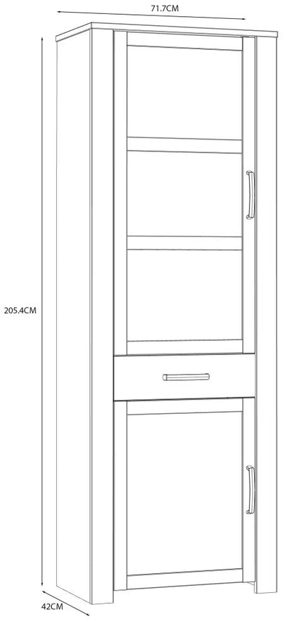 Bohol 2 Door 1 Drawer Narrow Display Cabinet